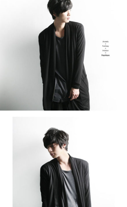 ダサいワントーンコーデの例、全身黒色で統一した男性の画像