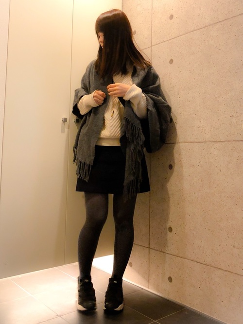 ymkのオーバーサイズアランニットを使ったコーディネート