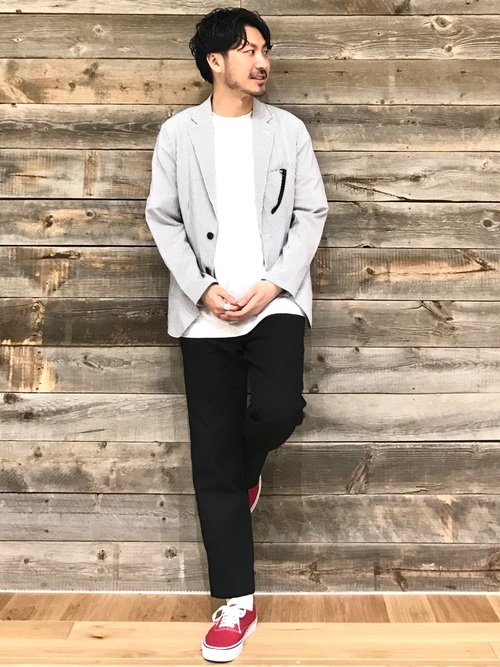 おがしょーのシアサッカーテーラードジャケットを使ったコーディネート